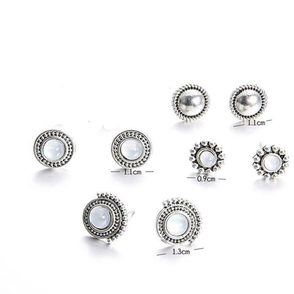 Silvertone BOHO Studs Set - Picture 3 of 4